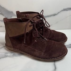 Clarks Collection | Burgundy Brown Suede Lace Up Zip Chukka Boots Sz 9.5
